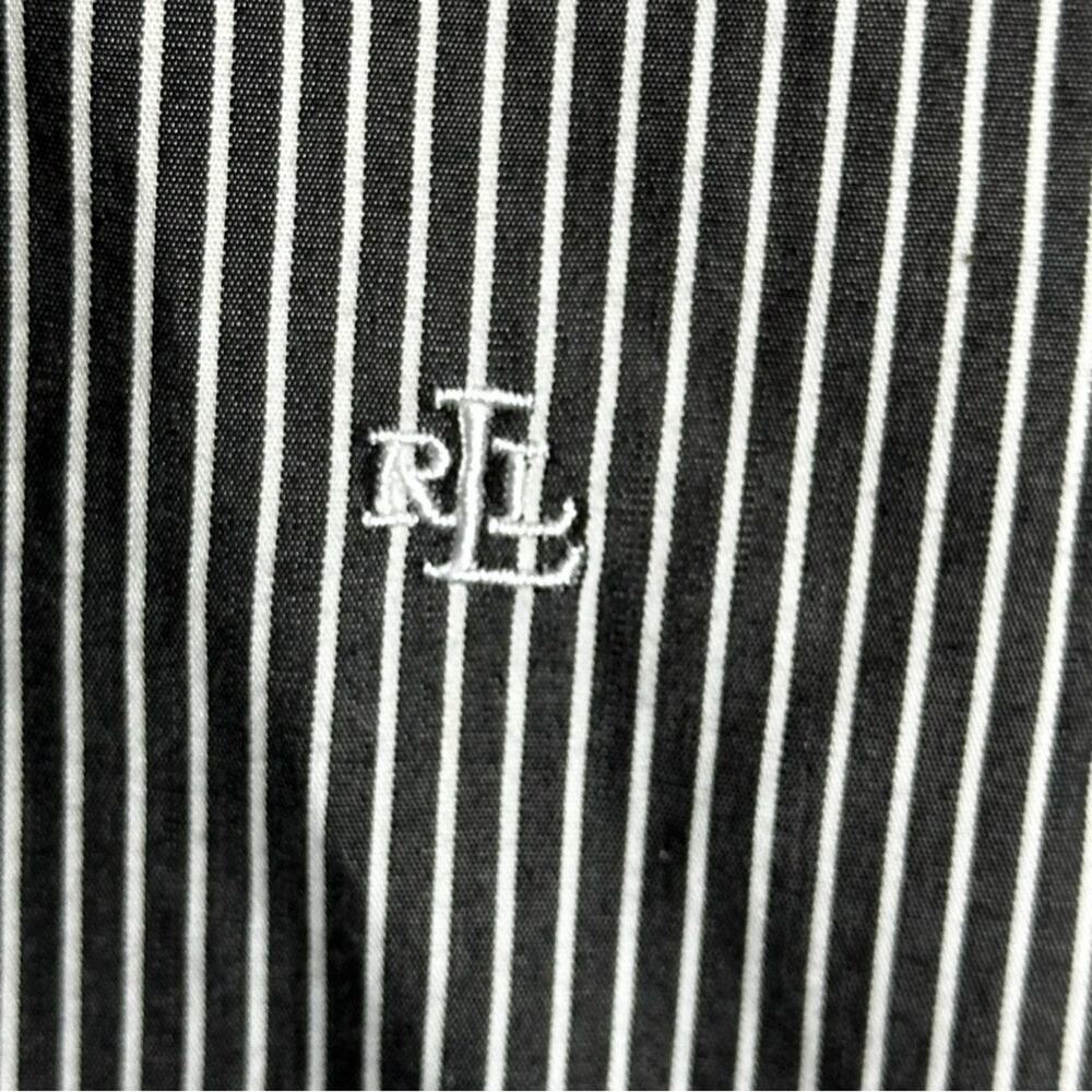 Lauren Ralph Womens Top Button Up Non Iron Logo Career Black 2x (Price Firm) - Picture 5 of 7